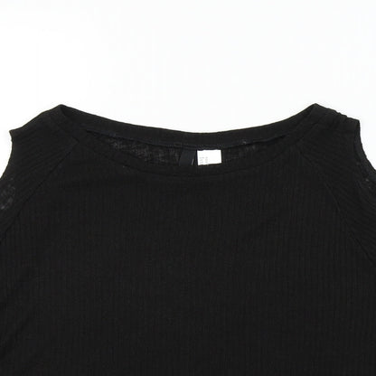 H&M Womens Black Colourblock  Basic T-Shirt Size M