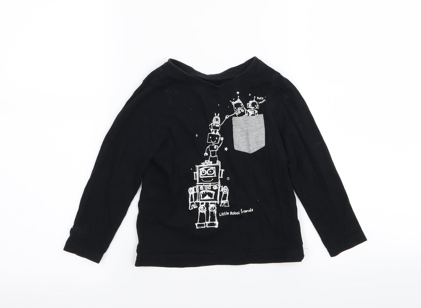 Asda George Boys Black   Basic T-Shirt Size 2-3 Years