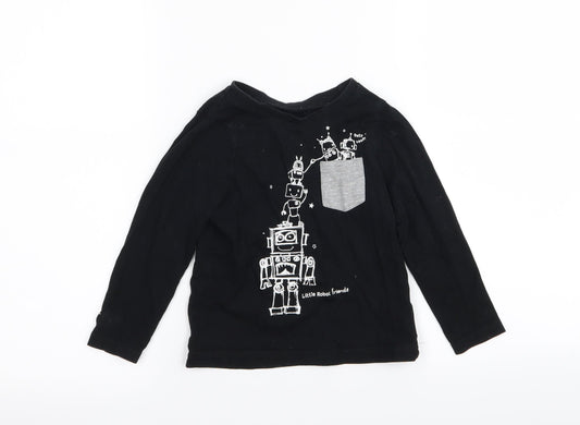 Asda George Boys Black   Basic T-Shirt Size 2-3 Years