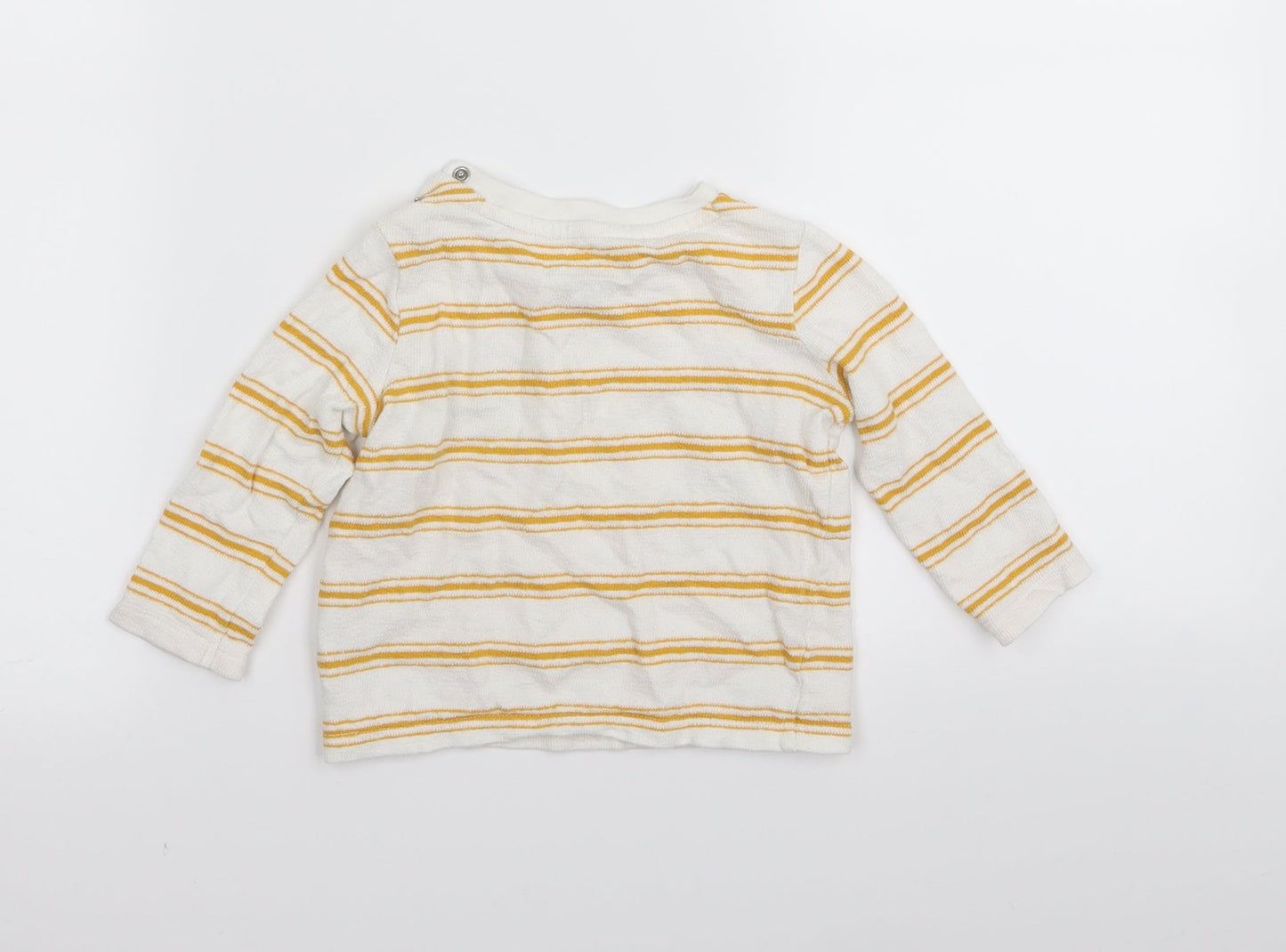 fred&flo Boys White Striped  Basic T-Shirt Size 6-9 Months