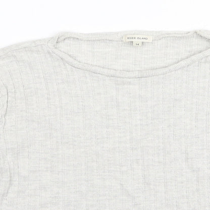 Preloved River Island Womens Grey   Basic T-Shirt Size 14 - Detail