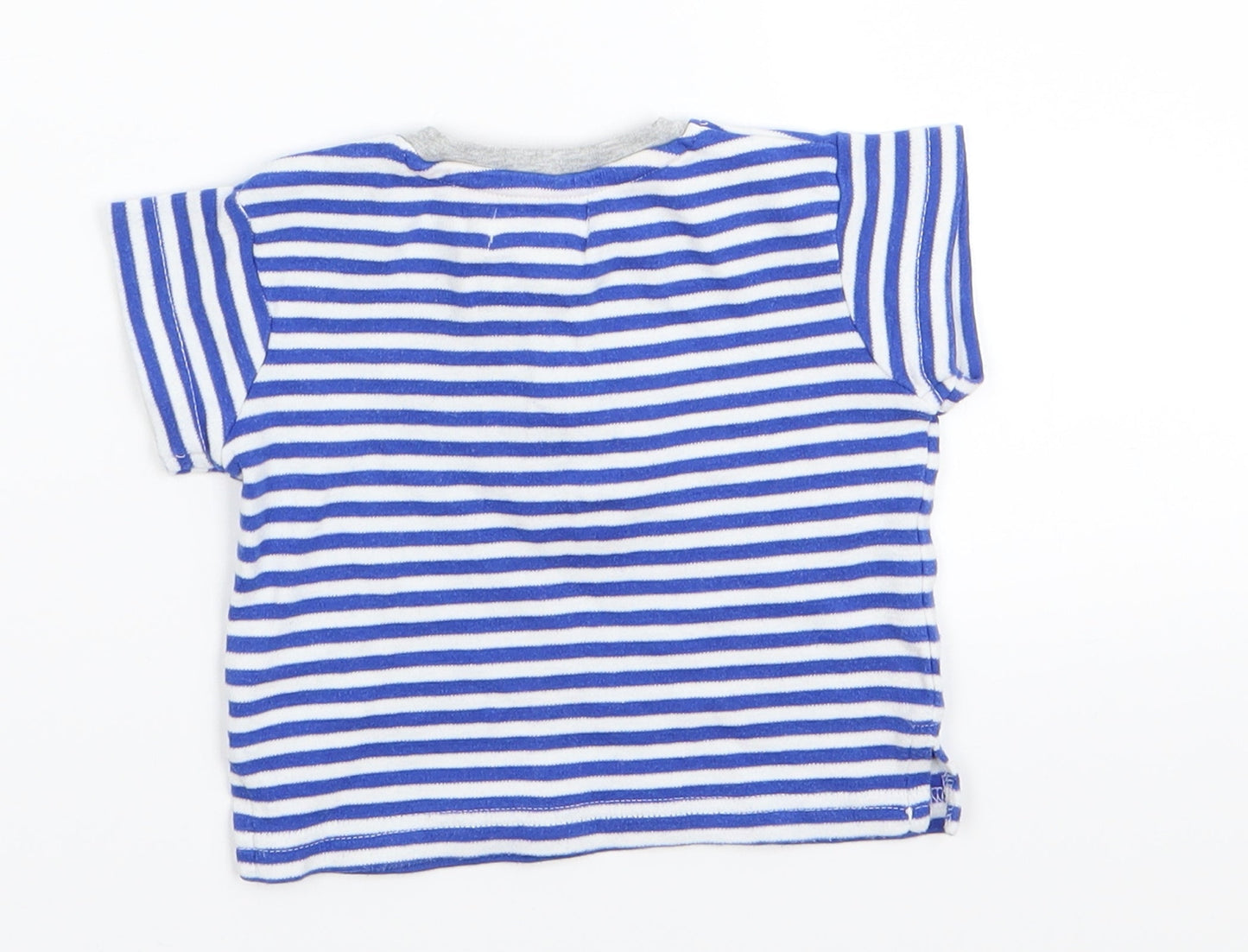 BABLUNO Boys Blue Striped  Basic T-Shirt Size 3-6 Months
