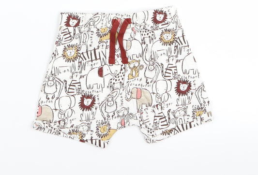 Asda George Boys White Animal Print  Capri Trousers Size 9-12 Months  - shorts