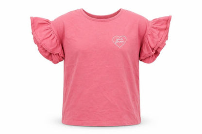 Front view of Outfit girls’ pink basic t-shirt, size 6, years