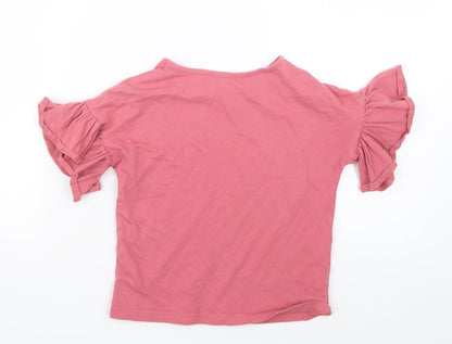 Back view of Outfit girls’ pink basic t-shirt, size 6, years