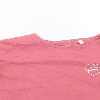 Close-up detail of Outfit girls’ pink basic t-shirt, size 6, years
