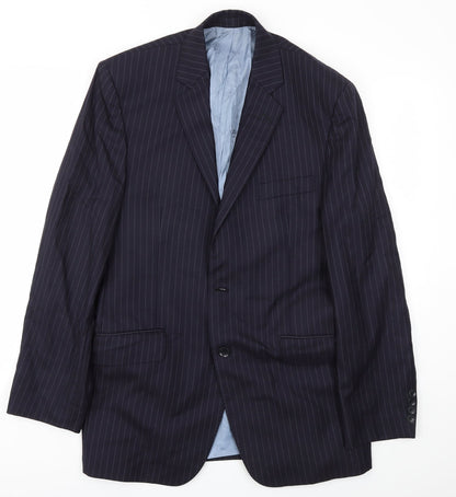 Preloved AUTIN REED Mens Blue Striped  Jacket Blazer Size 44 - Front