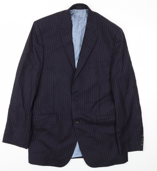 AUTIN REED Mens Blue Striped  Jacket Blazer Size 44