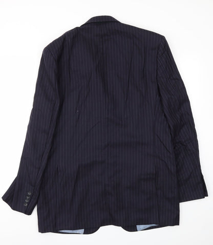 Preloved AUTIN REED Mens Blue Striped  Jacket Blazer Size 44 - Back
