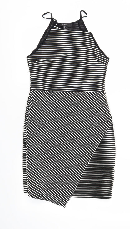 Preloved Primark Womens Black Striped  A-Line  Size 10 - Front
