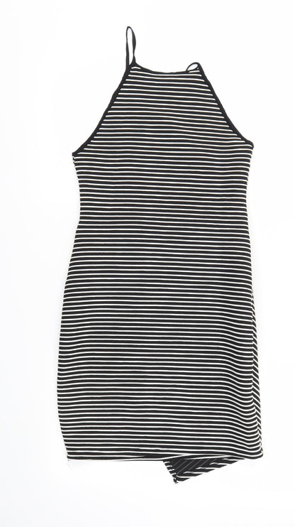 Preloved Primark Womens Black Striped  A-Line  Size 10 - Back