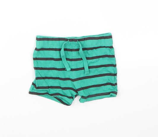F&F Boys Green Striped  Capri Trousers Size 6-9 Months