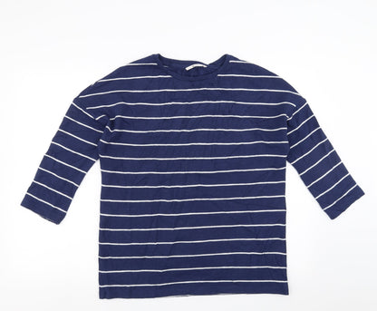 Preloved Sainsburys Womens Blue Striped  Pullover Jumper Size 12 - Front