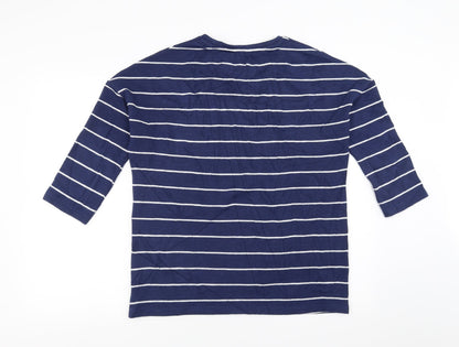 Preloved Sainsburys Womens Blue Striped  Pullover Jumper Size 12 - Back