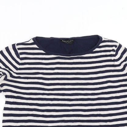 Preloved Mango Womens Blue Striped  Pullover Jumper Size S - Detail