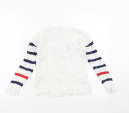 Preloved Sainsburys Girls White   Pullover Jumper Size 7 Years  - love - Back