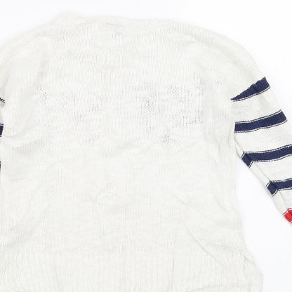 Preloved Sainsburys Girls White   Pullover Jumper Size 7 Years  - love - Label