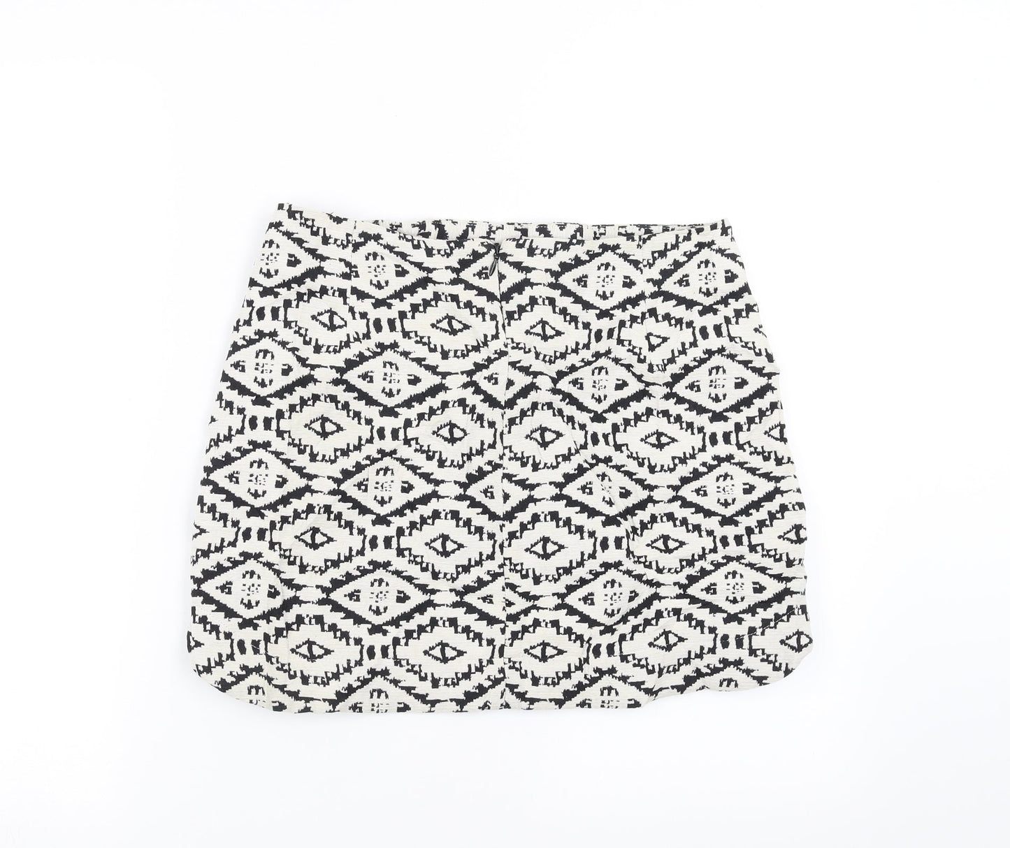 Topshop Womens Black Geometric  A-Line Skirt Size 10