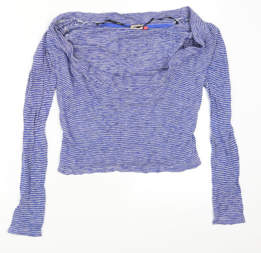 Only Womens Blue Striped  Basic T-Shirt Size S