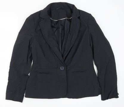 Preloved F&F Womens Blue Striped  Jacket Suit Jacket Size 14 - Front
