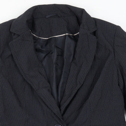 Preloved F&F Womens Blue Striped  Jacket Suit Jacket Size 14 - Detail