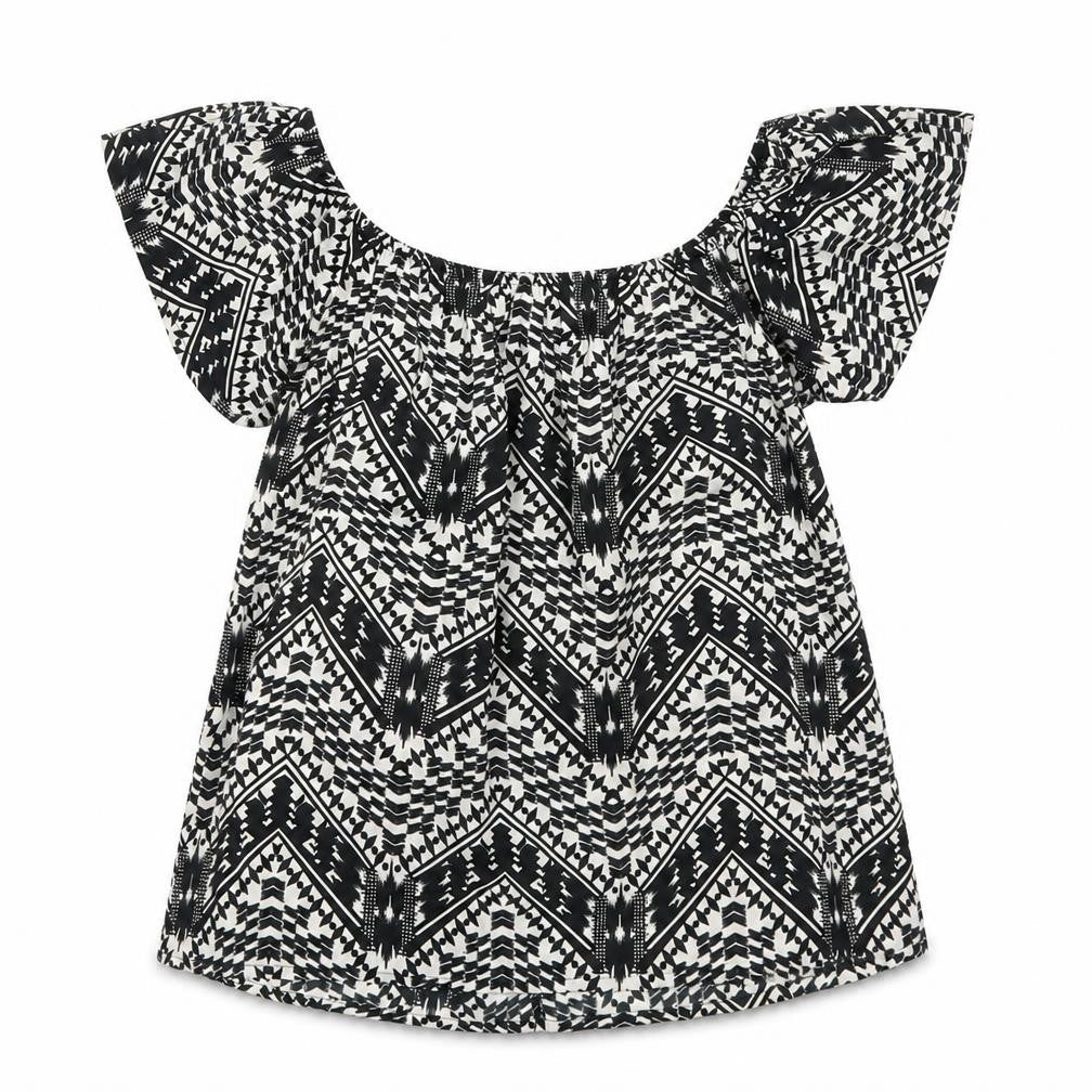 Primark Womens Black Geometric  Basic T-Shirt Size 8