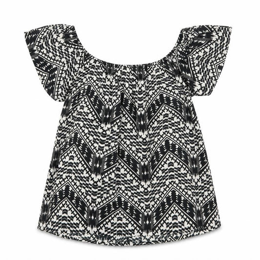 Primark Womens Black Geometric  Basic T-Shirt Size 8