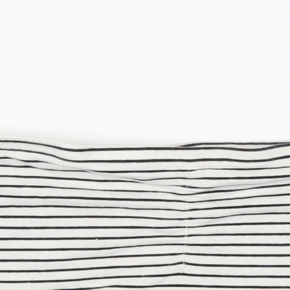 New Look Womens White Striped  Cropped Blouse Size L  - Boob Tube