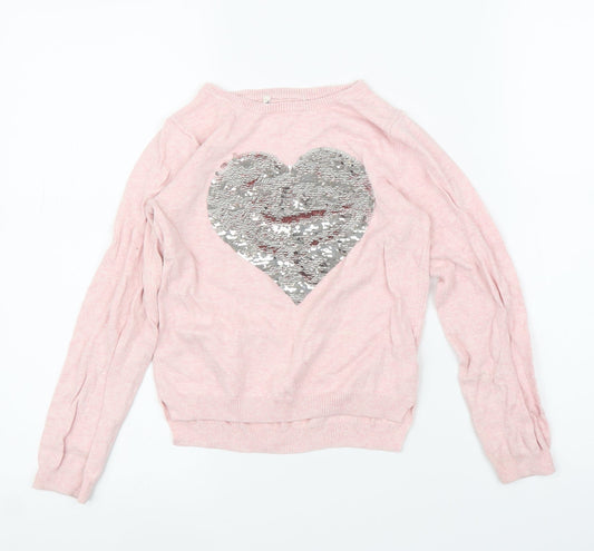 H&M Girls Pink   Pullover Jumper Size 5 Years