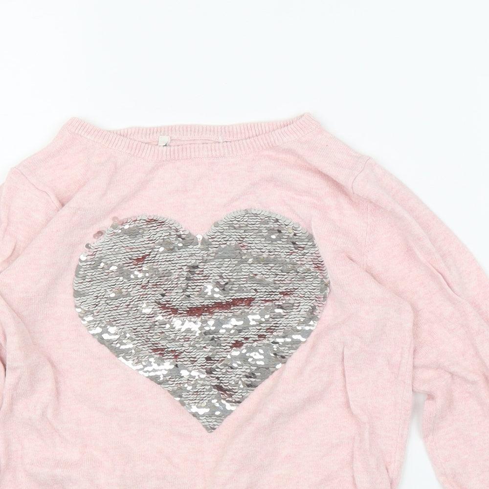 H&M Girls Pink   Pullover Jumper Size 5 Years
