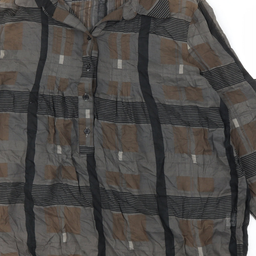 TFNC Womens Grey Geometric  Basic Blouse Size L