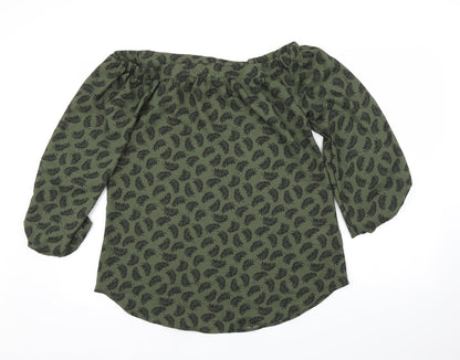 Preloved Pep&Co Womens Green Floral  Basic Blouse Size 8 - Front