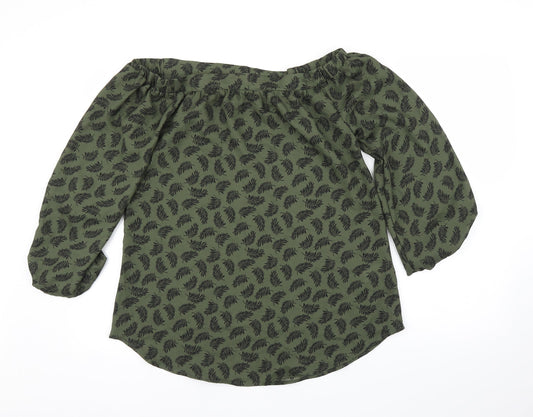Pep&Co Womens Green Floral  Basic Blouse Size 8