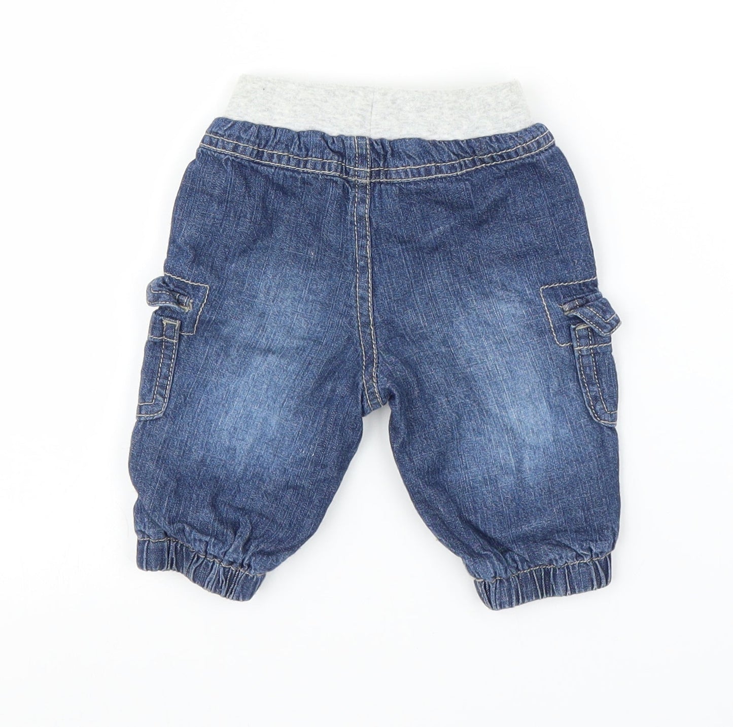George Boys Blue  Denim Cargo Jeans Size 0-3 Months