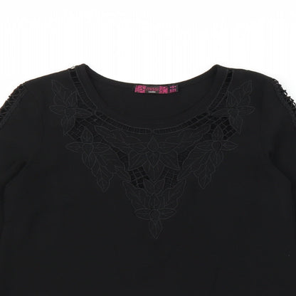 Preloved Missi Womens Black Floral  Basic Blouse Size 8 - Back