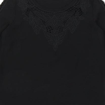 Preloved Missi Womens Black Floral  Basic Blouse Size 8 - Detail