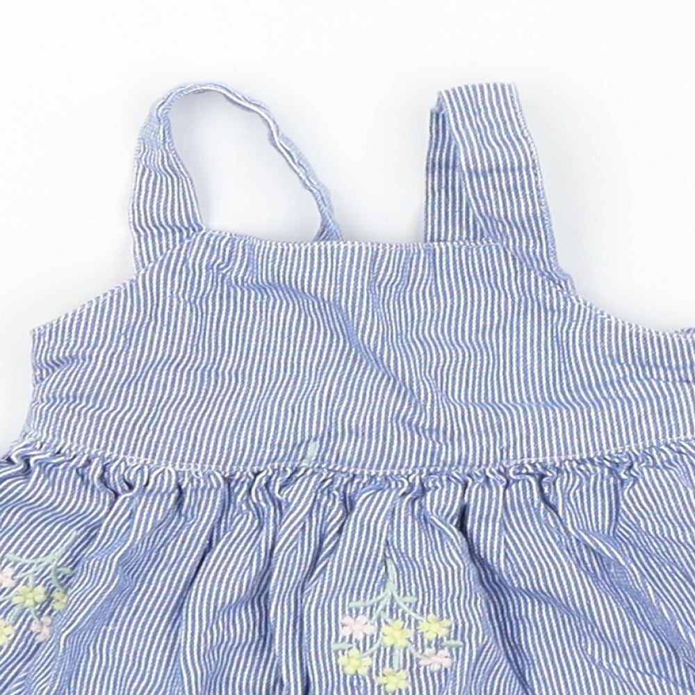 Matalan Baby Blue Striped  Pinafore/Dungaree Dress  Size 0-3 Months