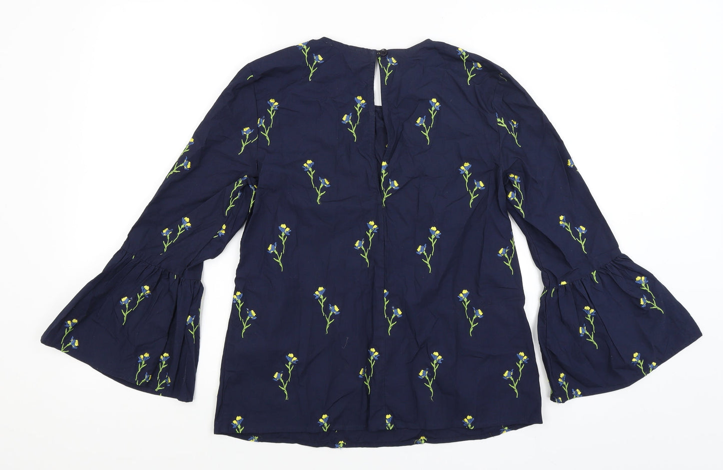 Warehouse Womens Blue Floral  Basic Blouse Size 8