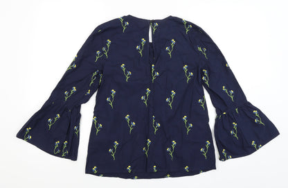 Preloved Warehouse Womens Blue Floral  Basic Blouse Size 8 - Back