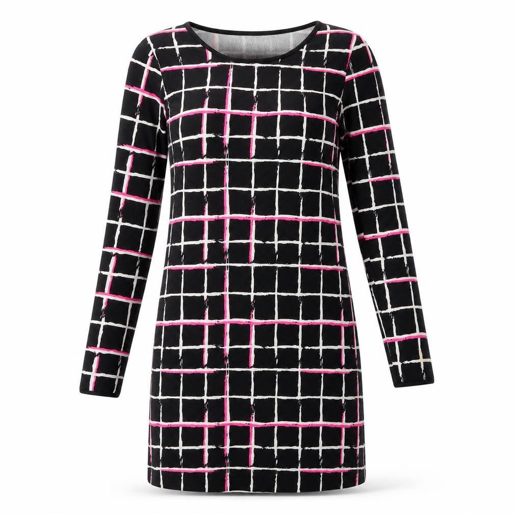 Dolls Paris Womens Black Check  T-Shirt Dress  Size S