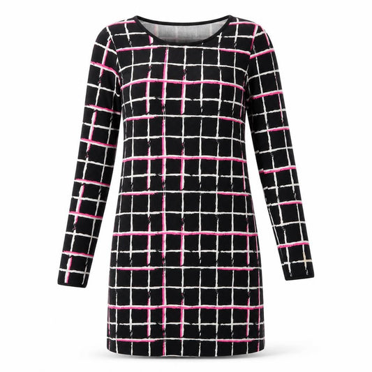 Dolls Paris Womens Black Check  T-Shirt Dress  Size S