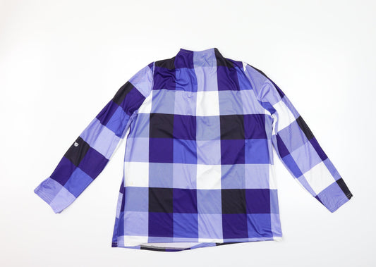 Preworn Womens Blue Check  Basic T-Shirt Size XL