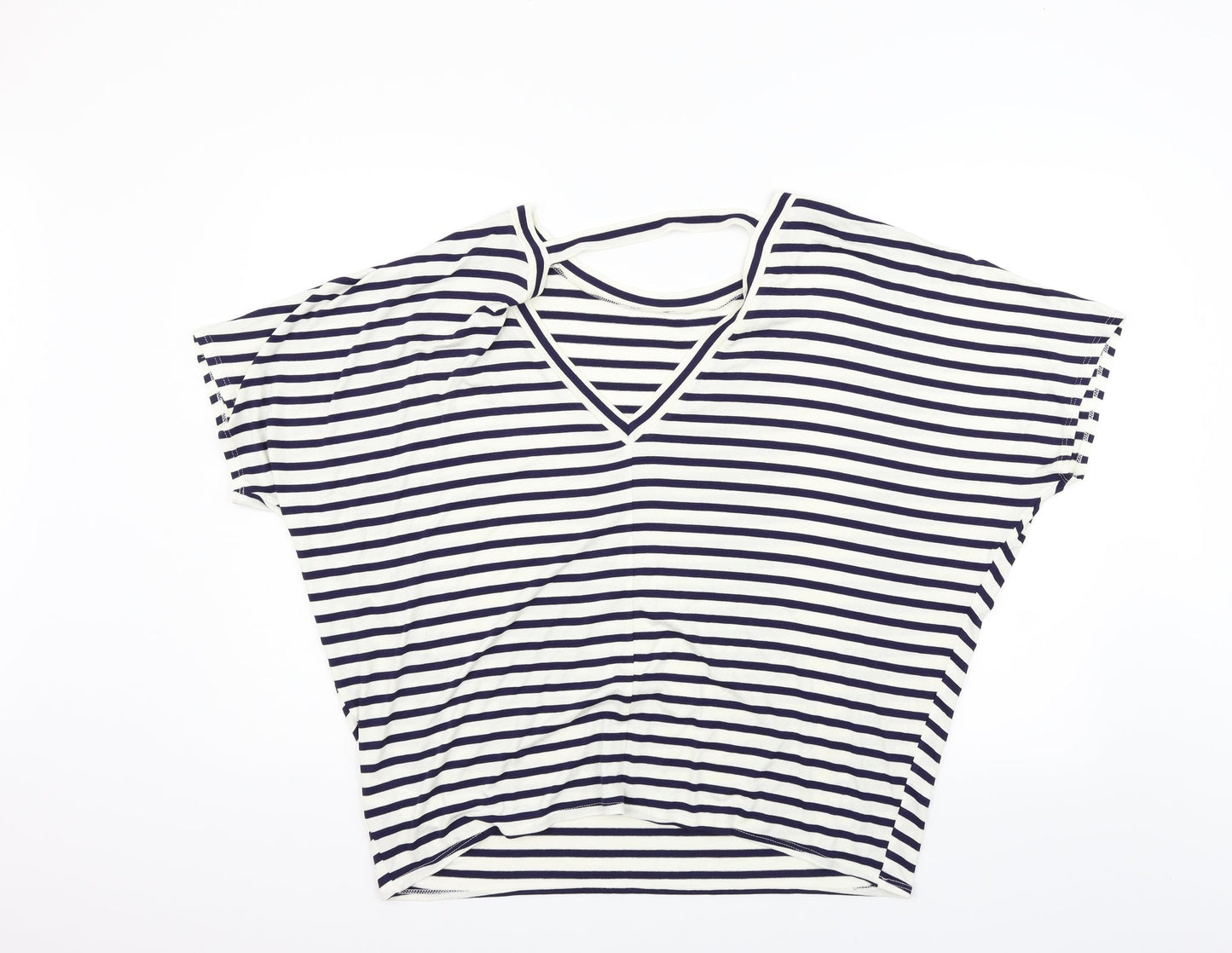 New Look Womens White Striped  Basic Blouse Size 16