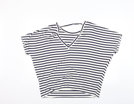 New Look Womens White Striped  Basic Blouse Size 16