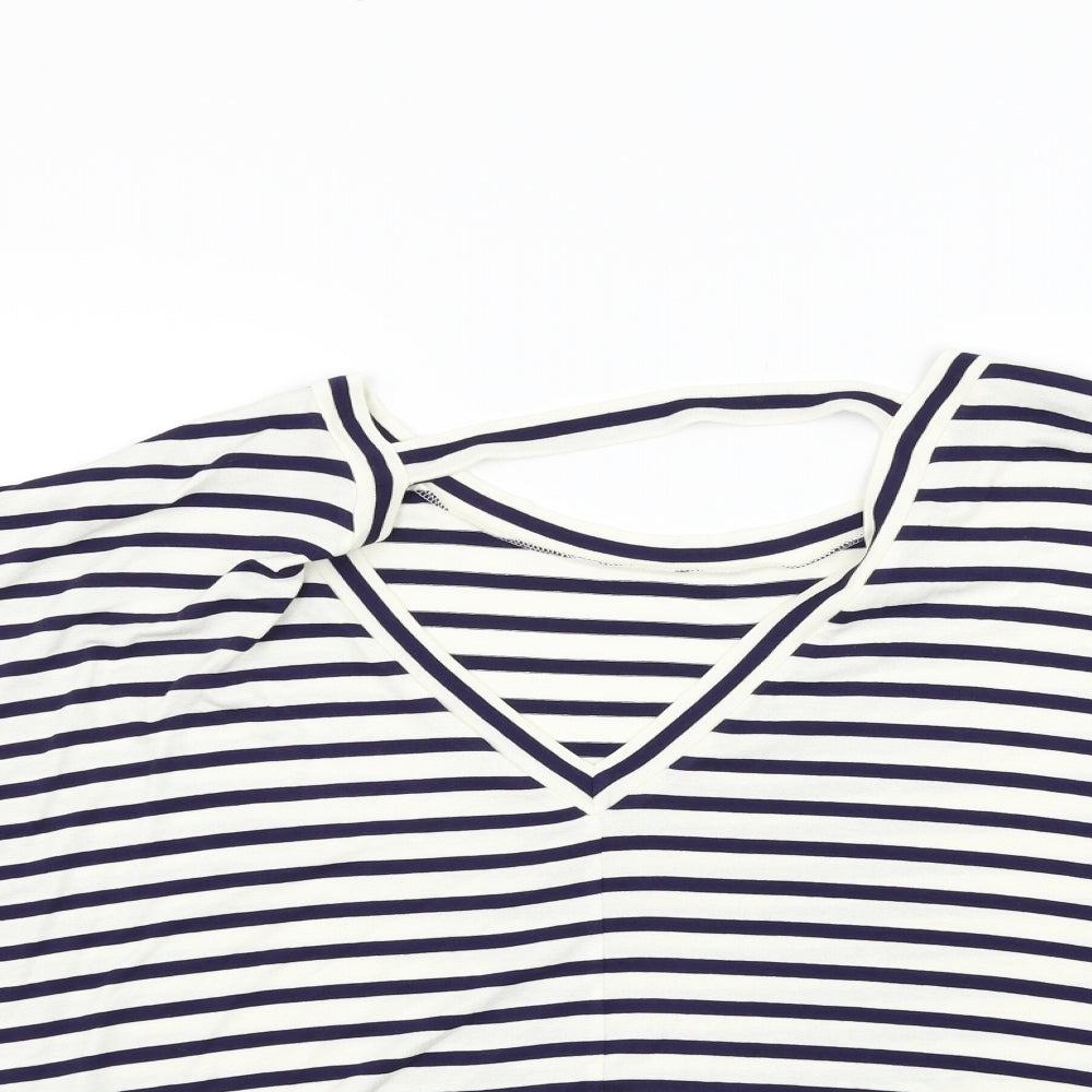 New Look Womens White Striped  Basic Blouse Size 16