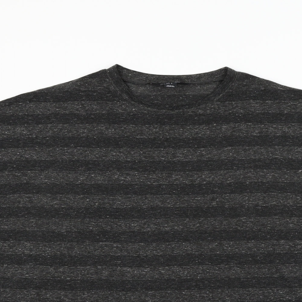 New Look Womens Grey Striped  Basic Blouse Size L