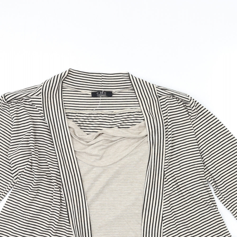 CMD Womens Beige Striped  Cardigan Jumper Size 10