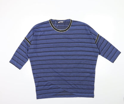 Preloved TU Womens Blue Striped Knit Pullover Jumper Size 18 - Front
