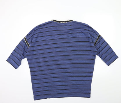 Preloved TU Womens Blue Striped Knit Pullover Jumper Size 18 - Back