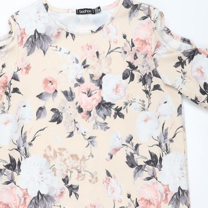 Preloved Boohoo Womens Beige Floral  Shift  Size 10 - Detail